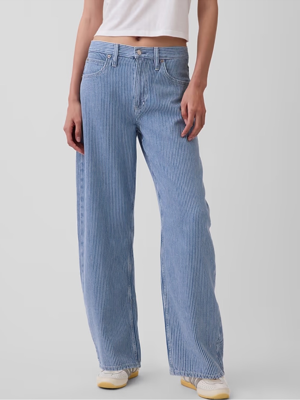 GAP High Rise UltraSoft Denim Stripe Barrel Jeans NWT